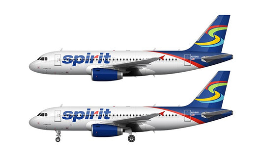 Spirit Airlines Airbus A319 Illustration (Blue and White Livery)