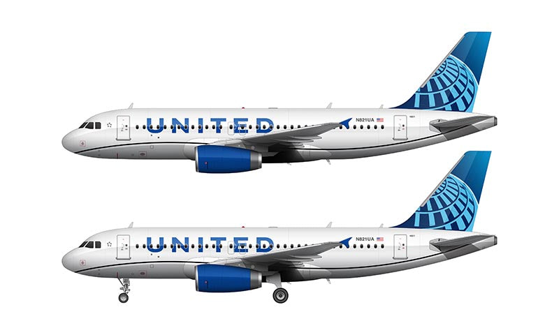 United Airlines Airbus A319 Illustration (2019 Livery)