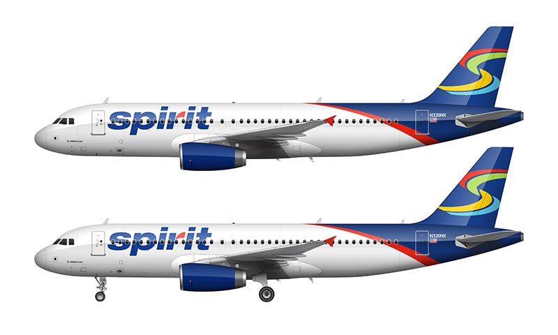 Spirit Airlines Airbus A320 Illustration (Blue And White Livery)