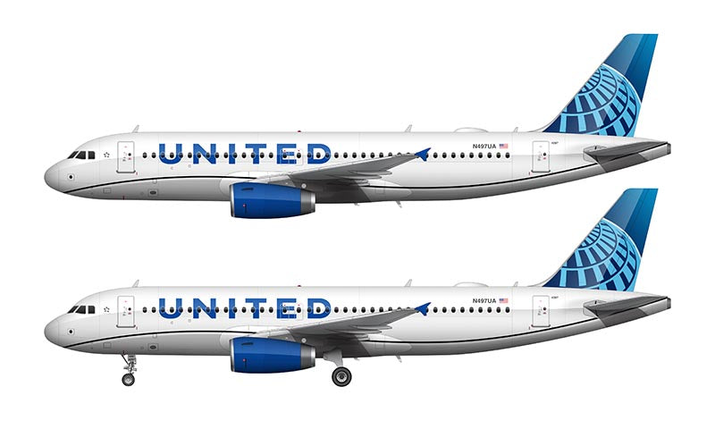 United Airlines Airbus A320 Illustration (2019 Livery)