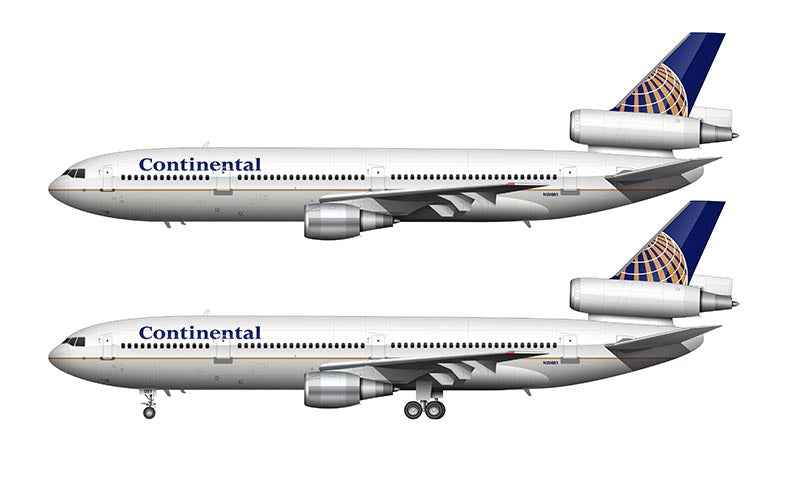 Continental Airlines McDonnell Douglas DC-10-30 Illustration (Globe Livery)