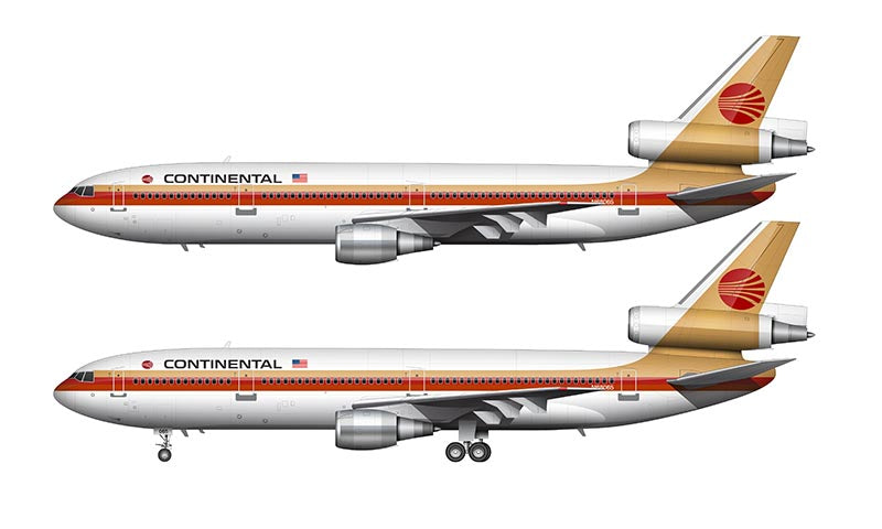 Continental Airlines McDonnell Douglas DC-10-30 Illustration (Meatball Livery)