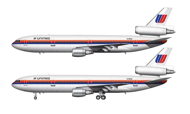 United Airlines McDonnell Douglas DC-10-30 Illustration (Saul Bass Livery)