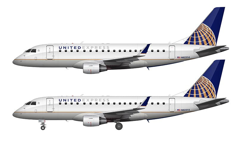 United Express Embraer 175 Illustration